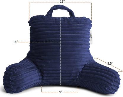 Nestl Reading Pillow with Shredded Memory Foam, Luxe Cut Plush Back Pillow for Sitting Up in Bed, Back and Arms Adjustable Support for Adult & Teens, Backrest Pillows with Washable Cover Dark Grey