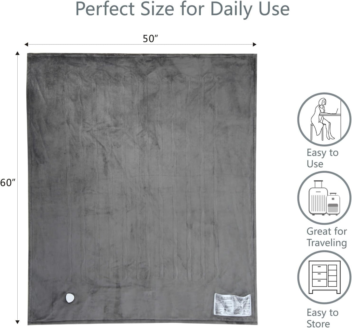 Tefici Heated Blanket Throw,Ultra Soft 2-Layer Flannel Electric Blanket