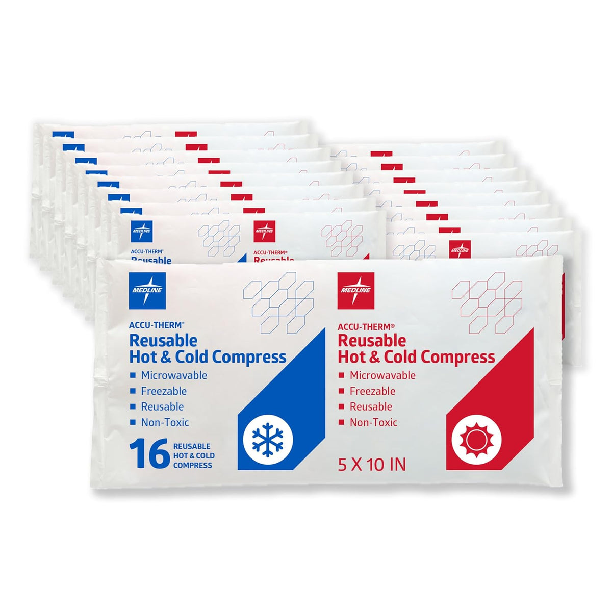 Medline Accu-Therm Reusable Hot/Cold Gel Packs, 5” x 10”, Soft & Flexible, for Injuries, Fast Relief, Recovery & Muscle Soreness - Single