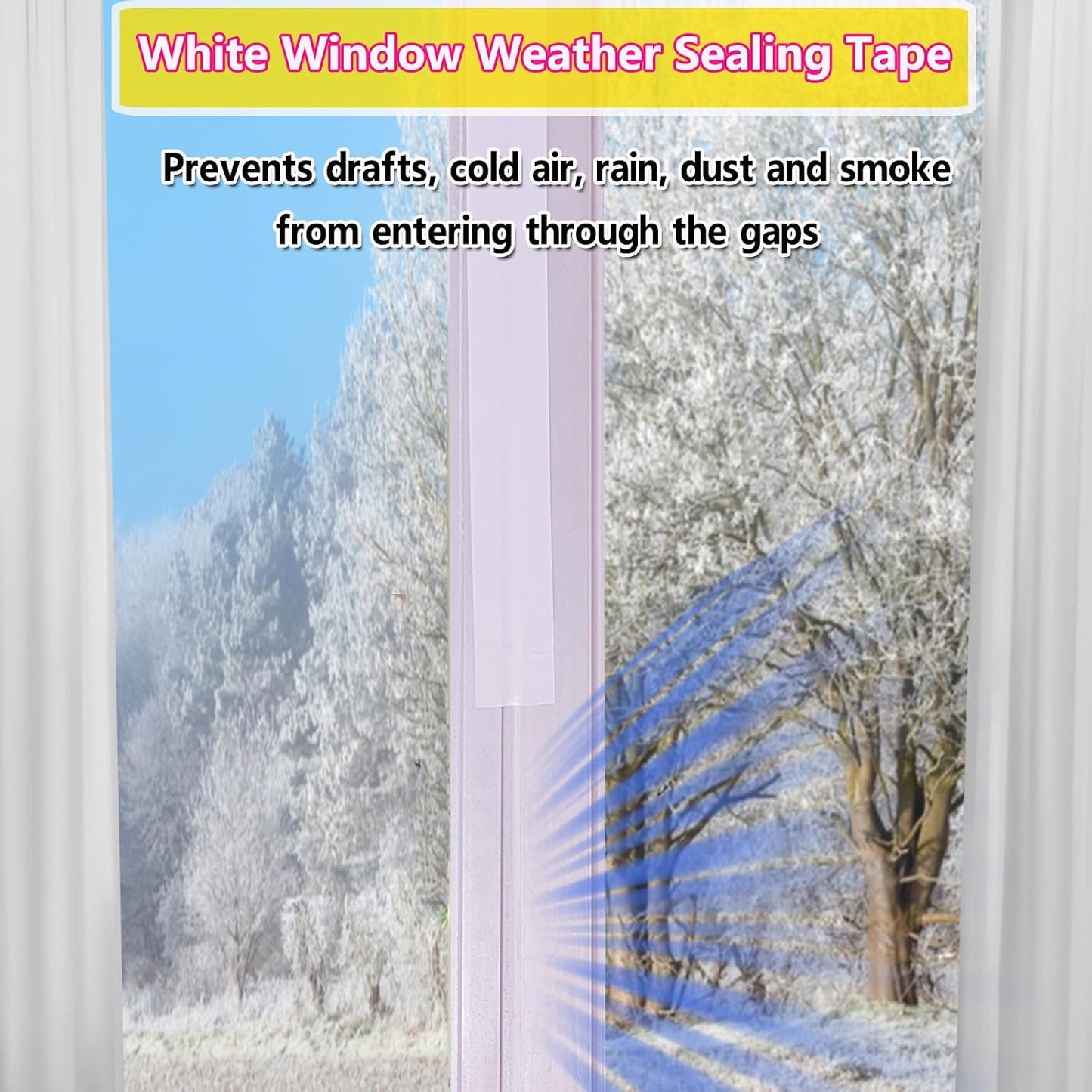 WENSSKKU White Window Weather Sealing Tape, Waterproof Window AC Air Conditioner Sealing Tape Can Keep Out Drafts Cold Air Rain Dust Smog(2IN X 99FT)