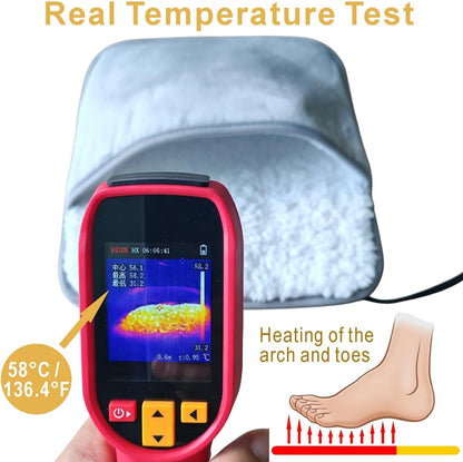 USB Warm Foot pad Plush Electric Shoes, Portable Washable Foot Warmer, Keep Your feet and Hands Warm at Home and Work; Birthday, Christmas, Valentine's Day Gifts (Grey)