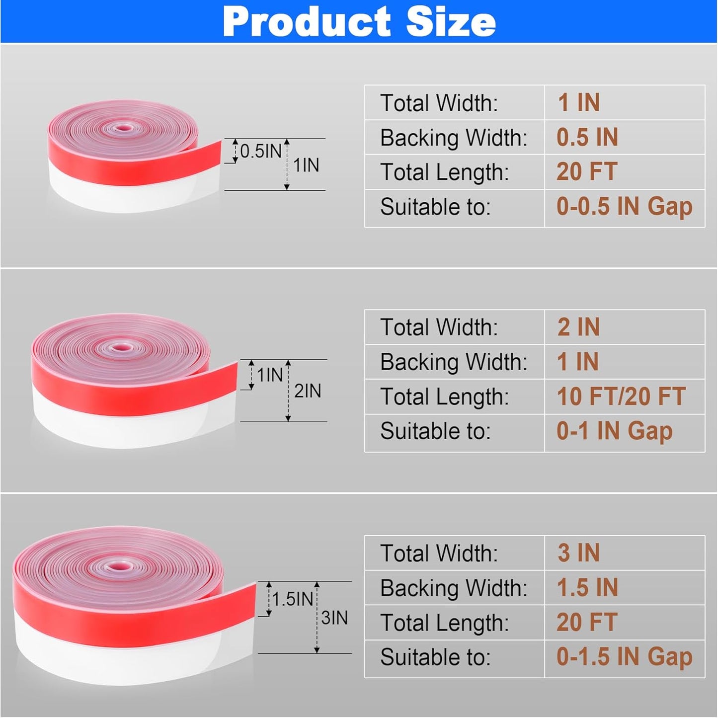 ToLanbbt Weather Stripping Silicone Door Seal Strip 2 in x 10 ft Door Draft Stopper Self Adhesive Tape, Side & Bottom Gaps Insulation Seal for Glass Shower Sliding Window, Black