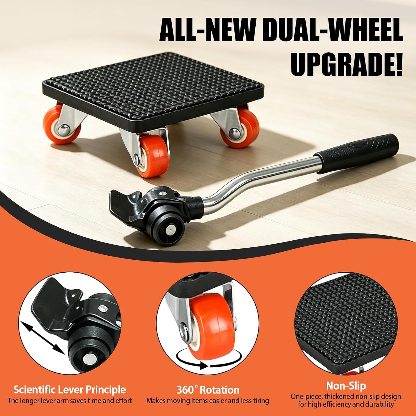 Furniture Moving Dolly Set, Heavy Duty Movers with Lifter Tool,1100LBS | Heavy Duty Furniture Moving Kit with Lifter Tool & 4 Adjustable Height Pads for Moving Sofas, Cabinets and Appliances Easily