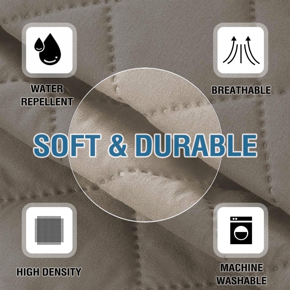 H.VERSAILTEX Water Resistant Armrest Covers for Sofa, 2 Pack, Ivory/Beige | Waterproof Armchair Caddy, Couch Arm Covers Remote Control Holder Sofa Armrest Organizer for Magazine, Tablet, Phone, iPad