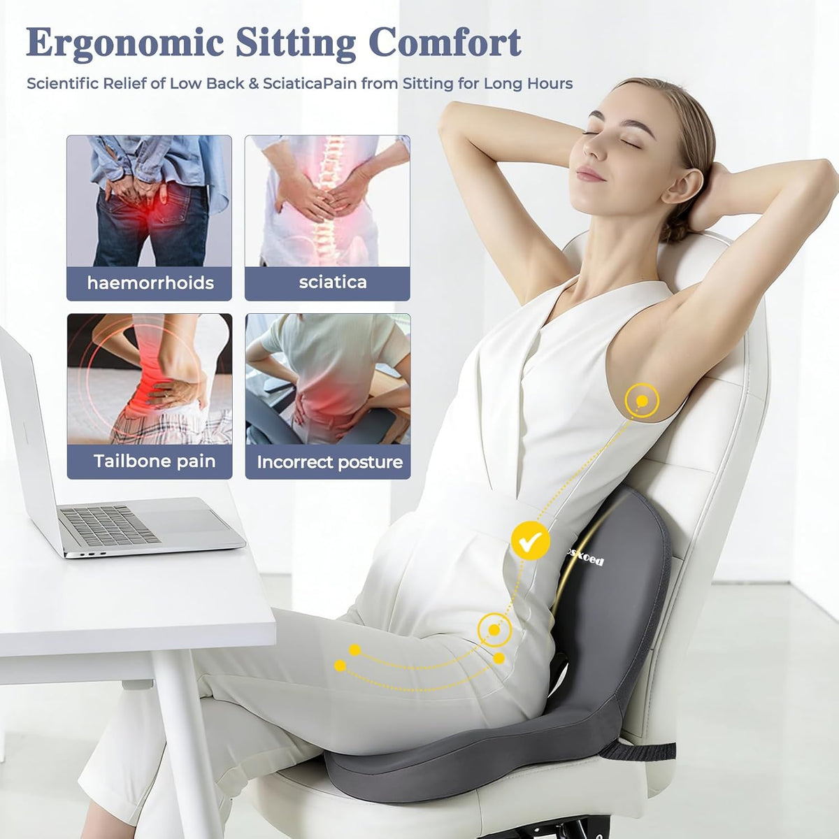 Car Seat Cushion with Lumbar Support Pillow, Seat Cushion for Driving