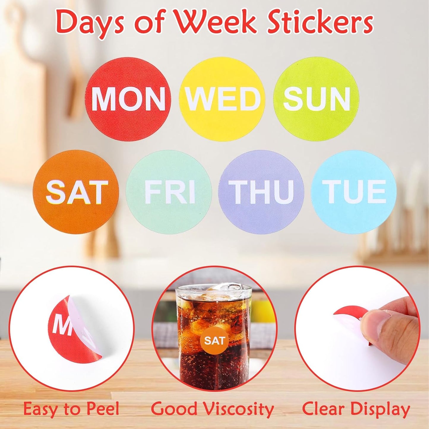 10500PCS 7 Days of The Week Labels for Restaurant Kitchen Container | 1"Round Day Dot Food Rotation Labels Color Coding Dot Round Self Adhesive Date Dot Sticker