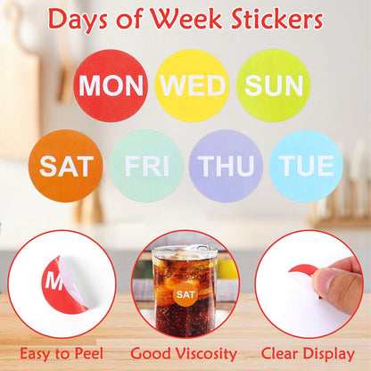 10500PCS 7 Days of The Week Labels for Restaurant Kitchen Container | 1"Round Day Dot Food Rotation Labels Color Coding Dot Round Self Adhesive Date Dot Sticker