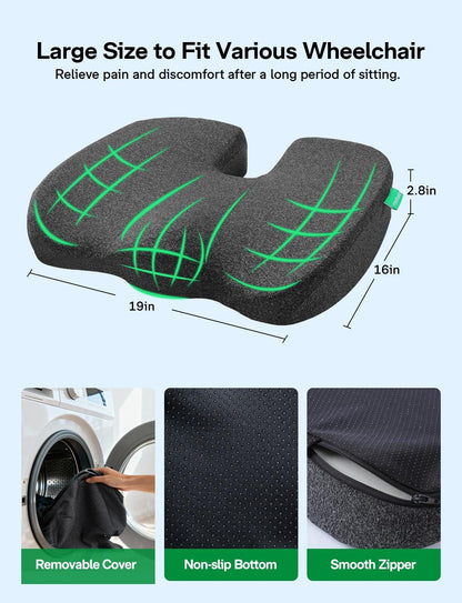 Medisana Gel Wheelchair-Seat-Cushions for Pain Relief, GC 100 Cooling-Cushions for Tailbone, Sciatica, Back & Hip Support and Pressure Sore, Ergonomic Office Chair Cushion for for Seniors and Adults