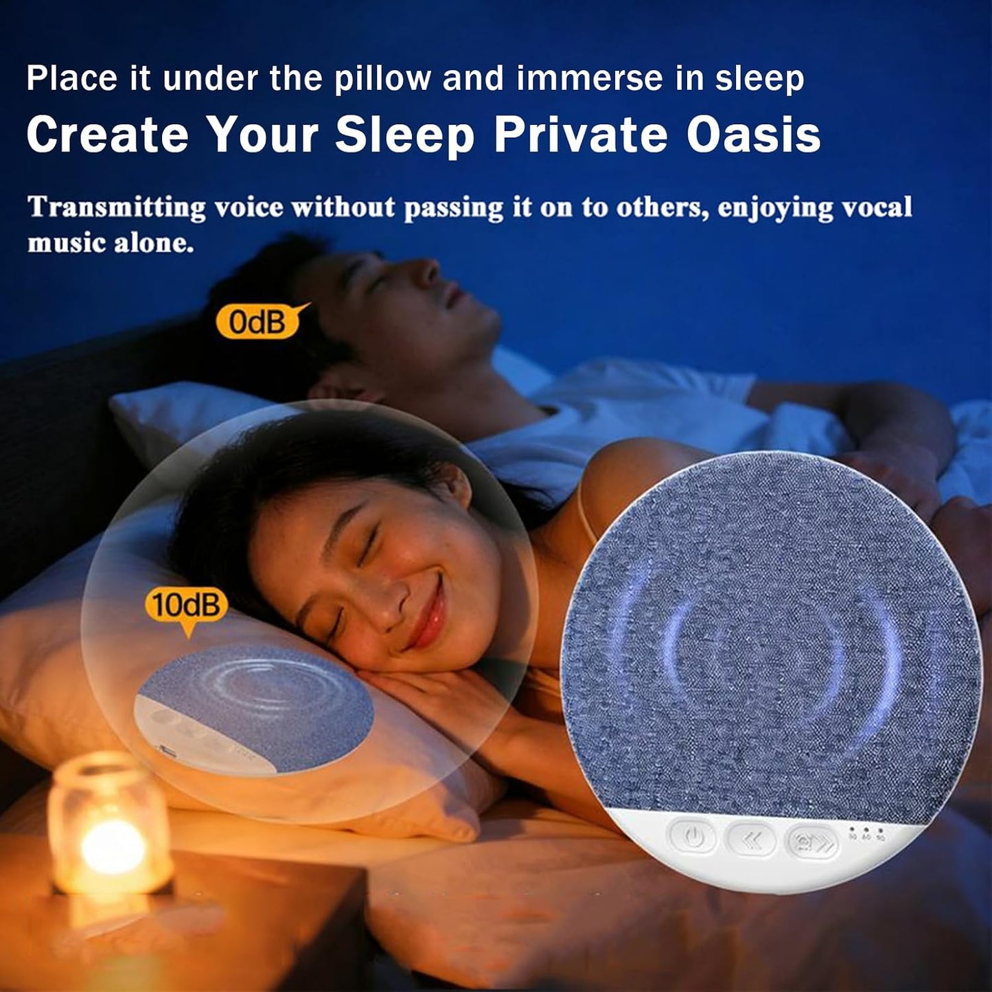 Bluetooth Pillow Speaker for Sleeping, Mini Portable Under Pillow Speaker with White Noise Timer Wireless Sleep Aid with Stereo Bass Private Sleep Headphones for Side Sleeper Adult Kid