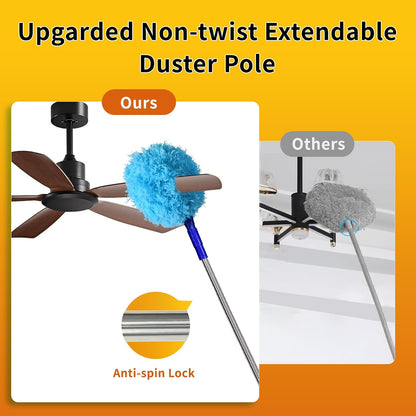 Tiumso Microfiber Feather Duster 5-in-1 Kit, Dusters for Cleaning, Duster with Extension Pole 100 Inches, Cobweb Duster, Microfiber Dusters for High Ceilings and Fans, Blinds, Cars and Furniture