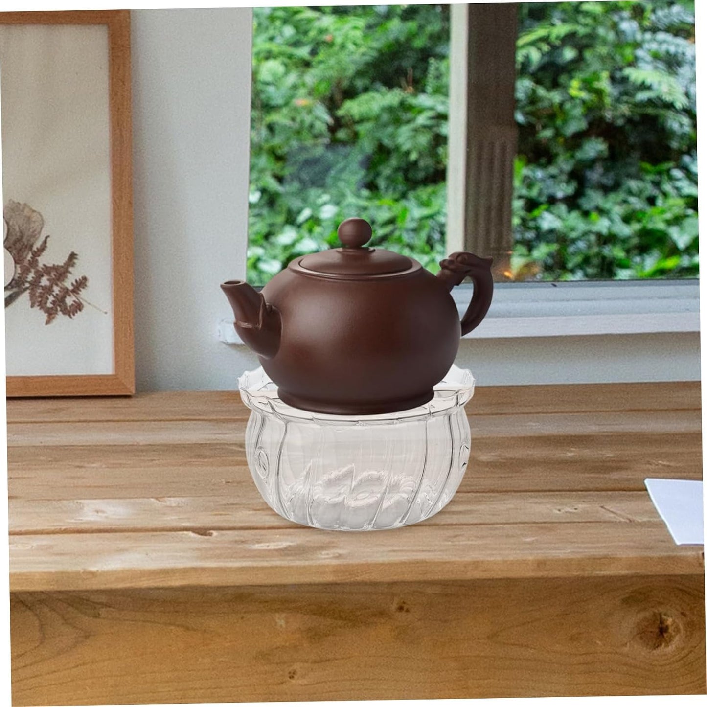 IMIKEYA Glass Teapot Warmer Tealight Holder Heat Base for Teapot and Beverages Elegant Glass Design Consistent Heat for Tea for Home Tea Parties
