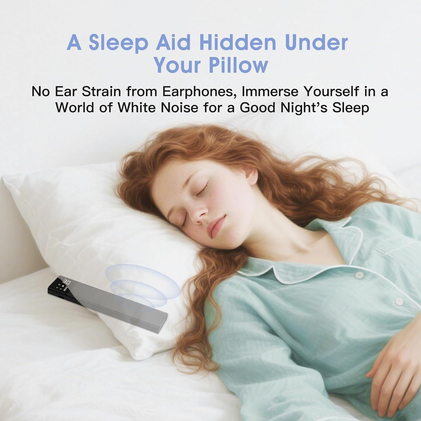 Under-Pillow Speaker for Sleeping - Bluetooth White Noise Sound Machine, Bone Conduction Bluetooth Under Pillow Speaker with 36 Soothing Sounds, Timer, TF Card Support for Side Sleepers & Deep Sleep