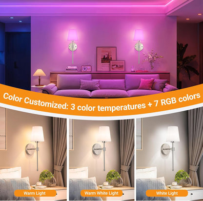 Nekhung Battery Operated Wall Sconce, Peel and Stick Sconces Set of 2