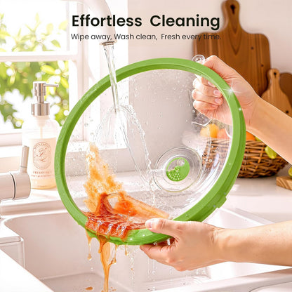 Microwave Splatter Cover for Food with Water Steamer 12inch, Food-Grade | Microwave Splatter Guard, BPA-Free, Microwave-Safe, Rotating Vent, Anti-Scald Handle, with Silicone Trivet and Gap Brush