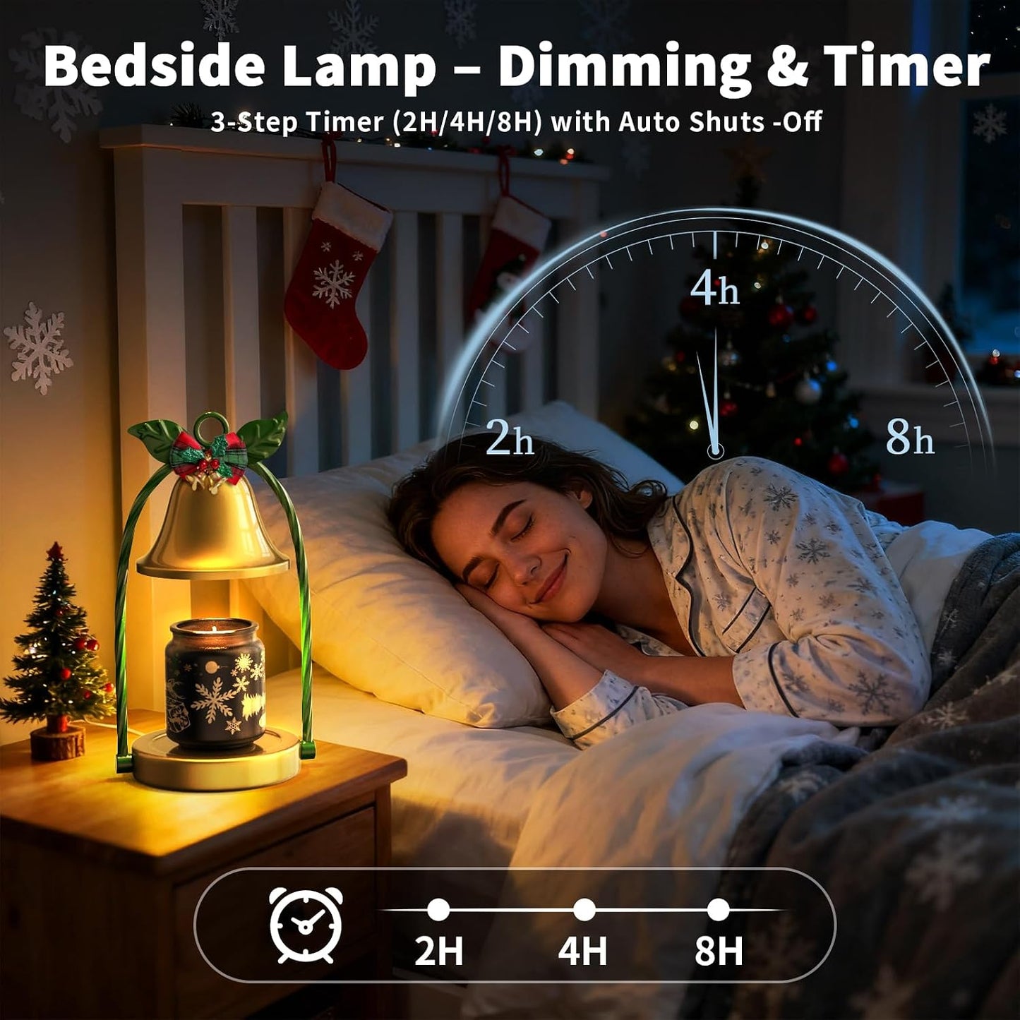Flower Candle Warmer Lamp,Adjustable Timer & Dimmer(Black2) | Adjustable height fits jars. Timer & dimmer safe melt. 2 bulbs & heat-proof base. Perfect for bedroom, office, or gifting.