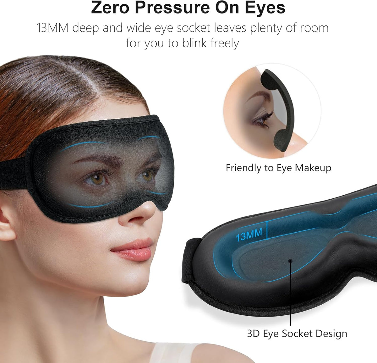 Gritin 100% Blackout Sleep Eye Mask for Women Men, Zero Pressure Sleep Mask