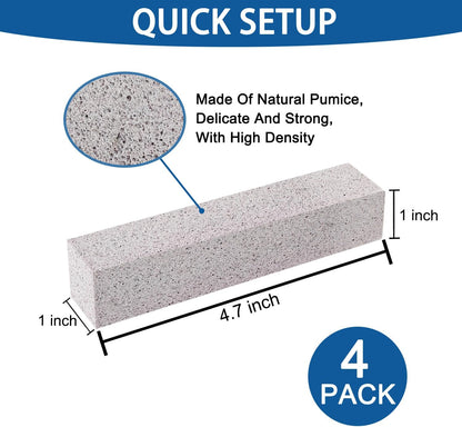 4 Pack Pumice Stone for Toilet Bowl Cleaning, Pumice Stone for Cleaning | Pumice Scouring Stick Removes Limescale, Hard Water Stains & Rust from Toilets, Tubs, Grills, Pools and More
