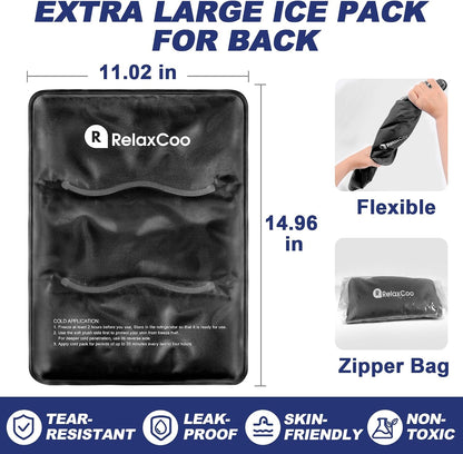 RelaxCoo Large Flexible Ice Pack for Injuries Reusable Gel, 11x14.5 Inches, Cold Compress for Hip, Shoulder, Knee, Back Pain, Swelling, Bruises, Surgery