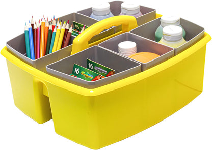 Storex 2-Compartment Large Cleaning Caddy – Multipurpose Supply Organizer with Handle - Black, 1-Pack (00973A06C)