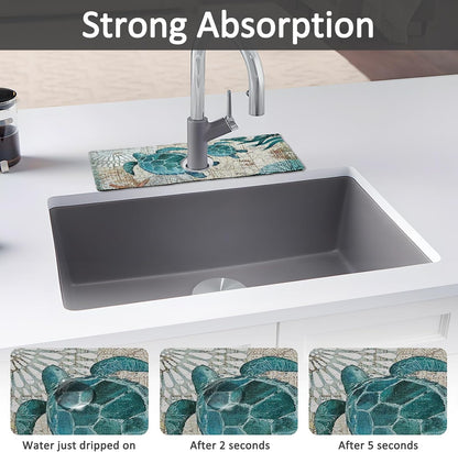 24" X 5.5" Kitchen Sink Splash Guard Faucet Mat Mandala Super Absorbent Fast Drying Faucet Guard & Draining Mat Sink Splash Guard Behind Faucet for Kitchen, Bathroom