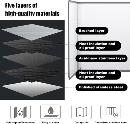 4-Sided Foldable Oil Splatter Guard, Stainless Steel for Frying