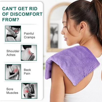 Microwavable Heating Pads 15 * 9", Weighted Moist Microwave Heat Pad for Cramps Neck Shoulder, Back Pain Relief, Warm Compress Rice Bean Bag Hot Pack for Muscles Ache, Joints, Unscented