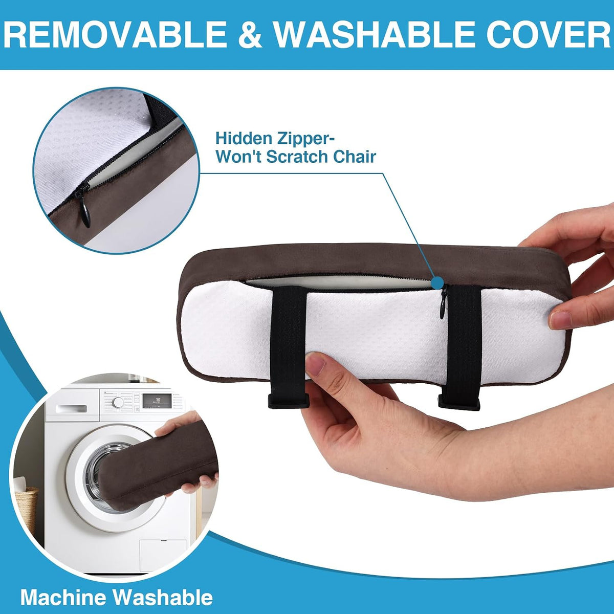 Smiry Memory Foam Office Chair Armrest Pads, Non-Slip Armrest Cushion