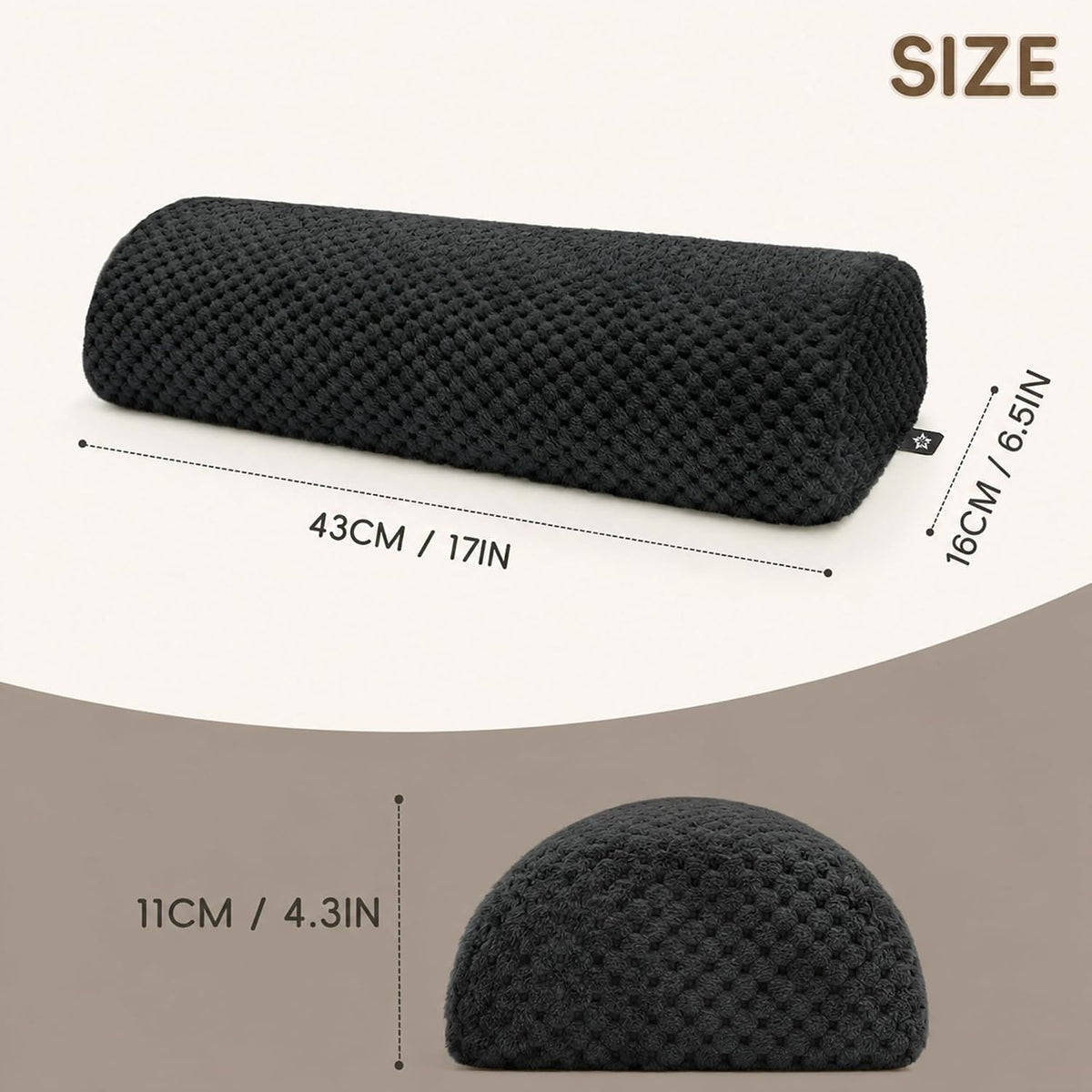 SPRING SEAON Half Moon Bolster Knee Pillow for Back Sleeping Memory Foam Leg Pillow for Ankle and Foot Comfort Under Knee Pillow for Side Sleepers Machine Washable Cover(17" x 7.5" x 4.3")