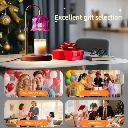 CRMILL Candle Warmer Lamp with Timer: Adjustable Dimmable Height Adjustable Warming - Flower Shape Wax Lamp Jar Candles No Flame Modern Home Decor Table Lights - Home Living Bedroom