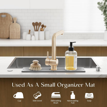 Stone Faucet Mat for Kitchen Sink – Diatomite Drying Stone Mat & Sink Protector, Prevents Moisture – Sink Splash Guard Water-Absorbing Stone Tray for Bathroom Counter (Light Grey, 20" x 3.9")