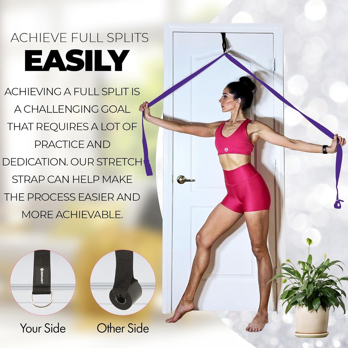 Pilates Stretching Strap with Door Anchor for Flexibility Training | Improve Leg Flexibility, Core Stability and Posture Alignment - Ideal for Pilates, Stretching, Mobility and Home Workouts