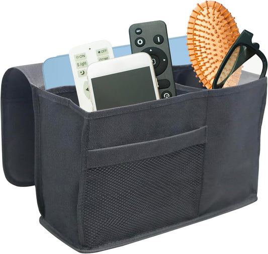 Bedside Caddy Organizer for Bunk Bed, Loft Bed, and Dorm, Storage for Phone, Tablet, Remote, Magazines, Water Bottle, Perfect for College Dorm Room Essentials – Warsaw Grey