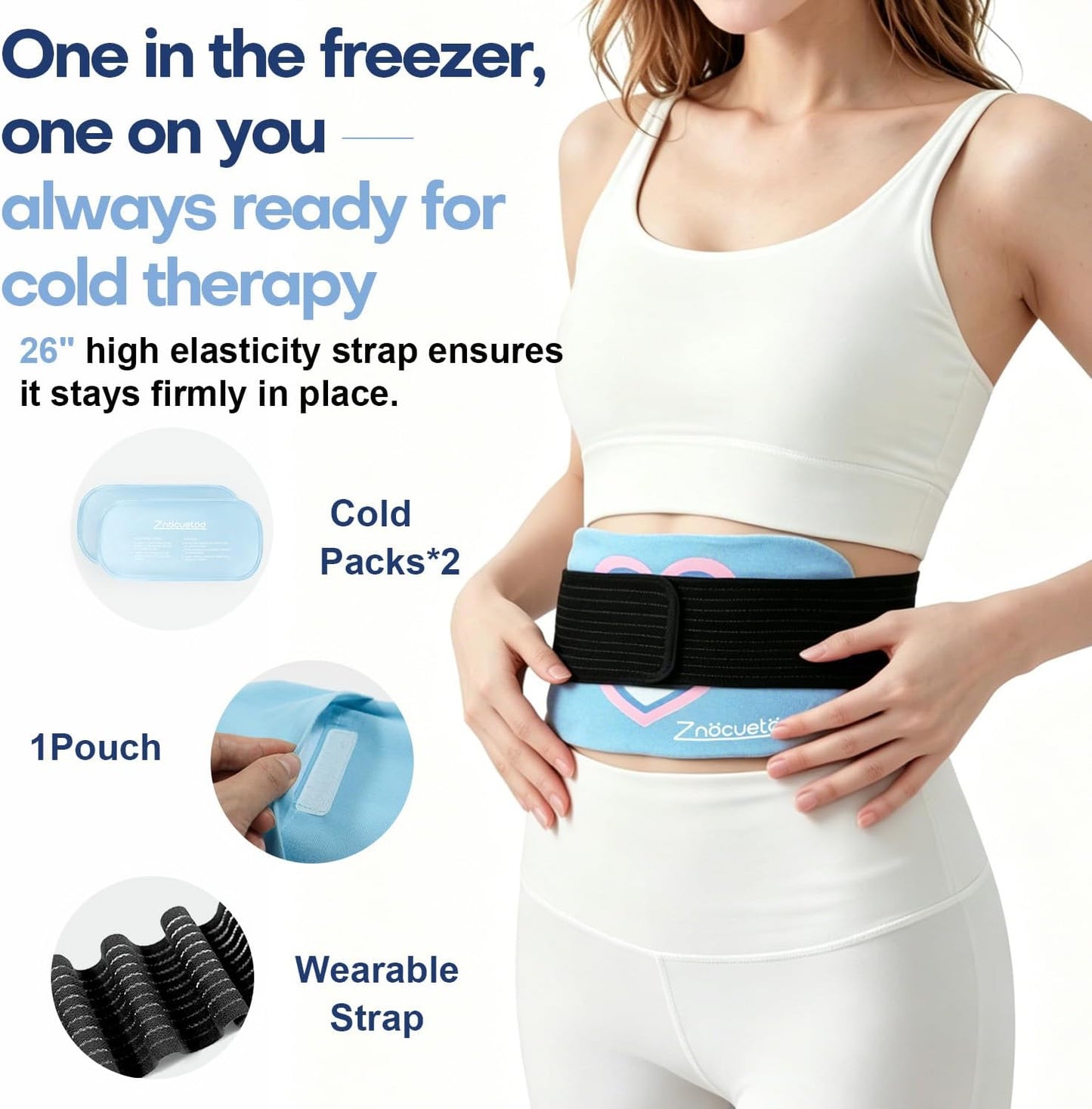 Gel Ice Packs for Injuries Reusable 2 Packs Hot Cold Gel Wrap with Strap | for Pain Relief Swelling Shoulder Rotator Cuff Back Hip Ankle Knee C-Section & Postpartum Recovery,10x5.5 Inch, Pink