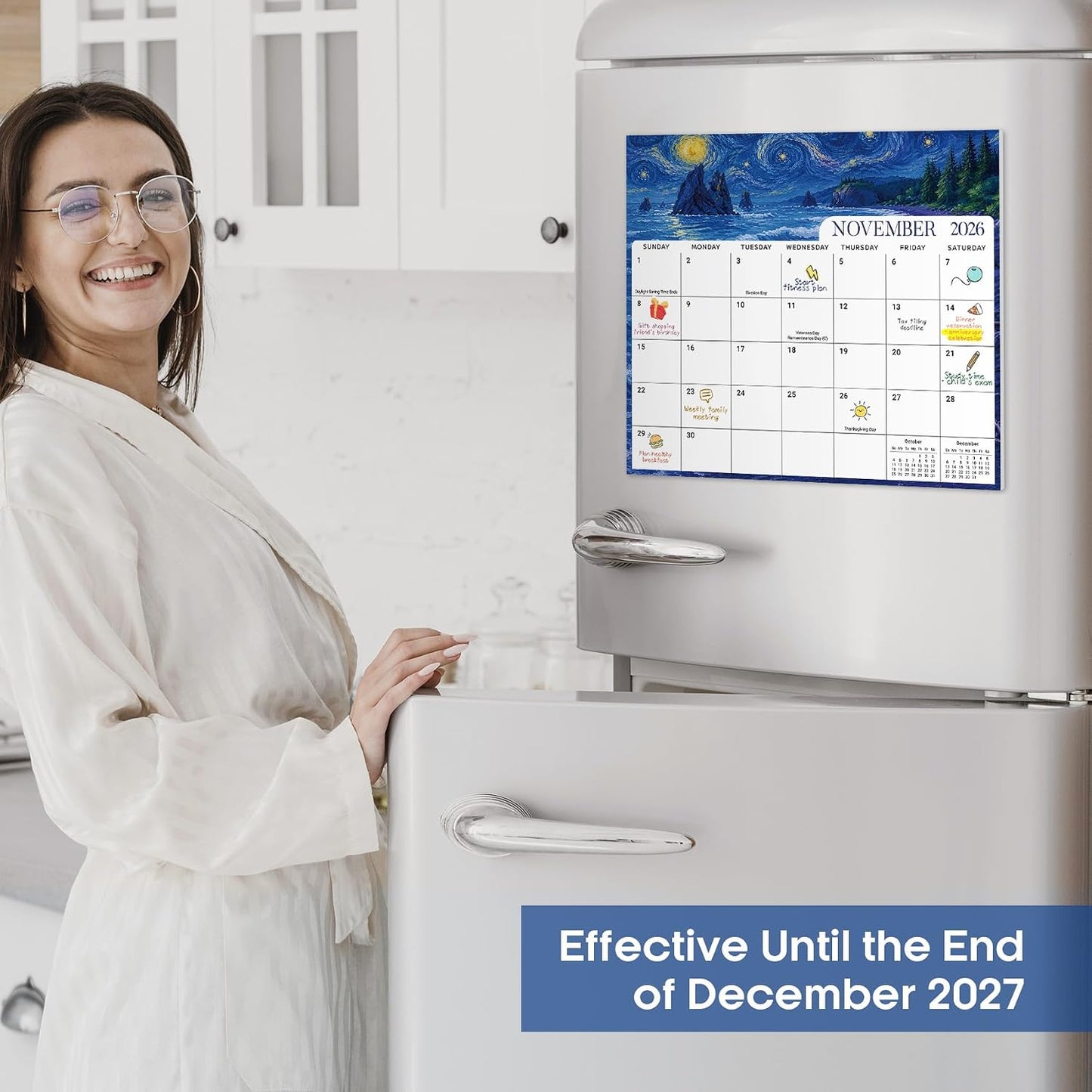 2026-2027 Magnetic Calendar for Refrigerator, Apr 2026-Dec 2027 | 21-Month Fridge Calendar 2026-2027 for Home Planning, Scheduling and Easy Organization, Greenery
