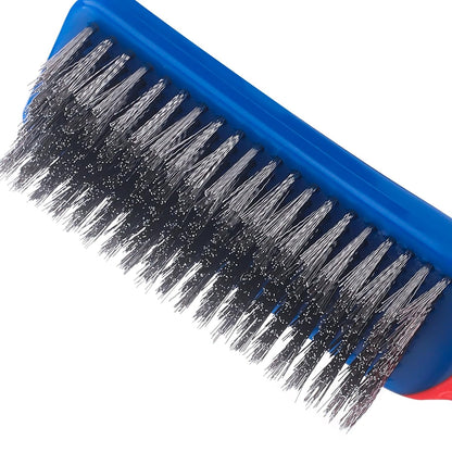 Wire Brushes 2 Pcs Steel Brushes Heavy Duty Carbon Steel and Stainless Steel Wire Scratch Brush with Rubber Ergonomic Handle (16x3.5cm)