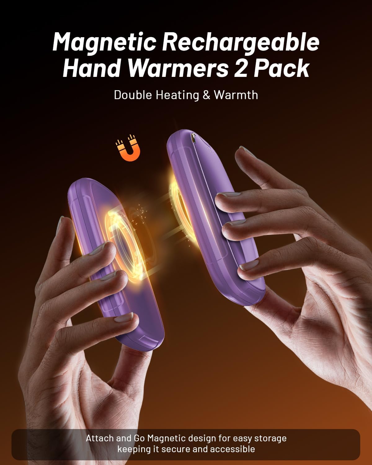 Hand Warmers Rechargeable 2 Pack, 3-Settings Rechargeable Hand Warmer, AI Smart Heating, Pocket Portable Electric Hands Warmer, Magnetic Handwarmers, A Winter for Kids and Loved Ones