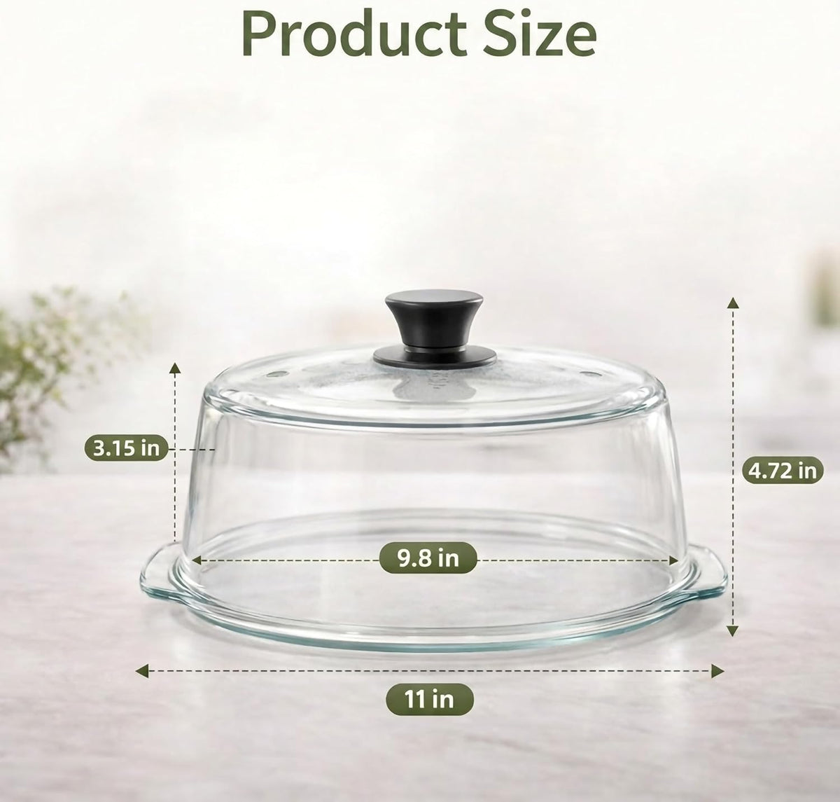 Glass Microwave Splatter Cover for Food, 10 in Vented Lid