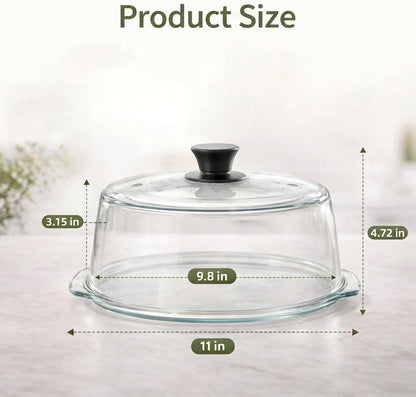 Glass Microwave Splatter Cover for Food, 10 in Vented Lid