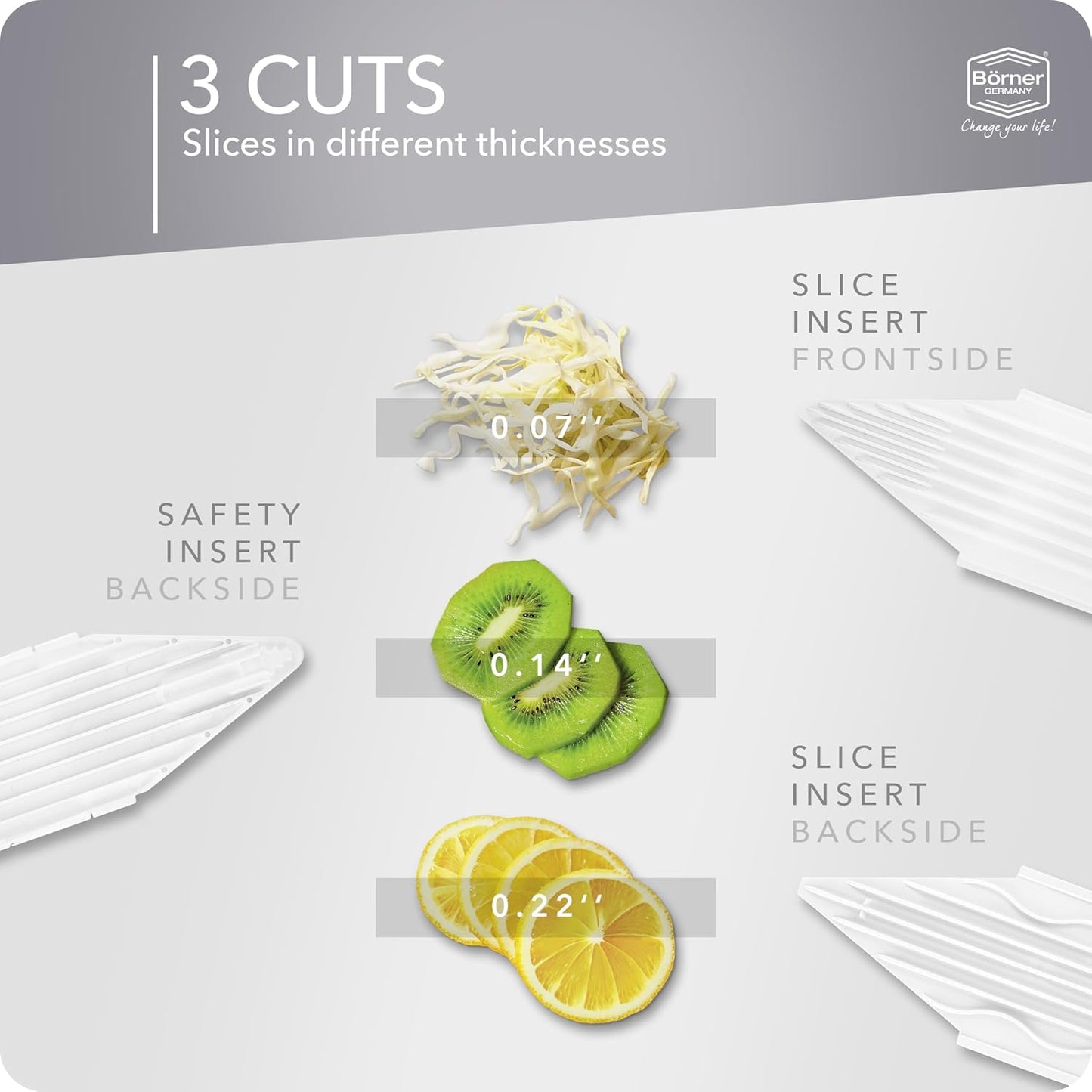 Borner Mandoline Food Slicer V1 (Basic Set) by Reston Lloyd • V-Slicer with Food Holder • Made in Germany • Fruit & Vegetable Chopper • Multiple Settings • Color: Red