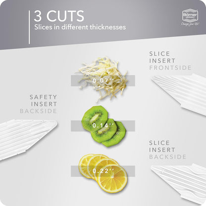 Borner Mandoline Food Slicer V1 (Basic Set) by Reston Lloyd • V-Slicer with Food Holder • Made in Germany • Fruit & Vegetable Chopper • Multiple Settings • Color: Red
