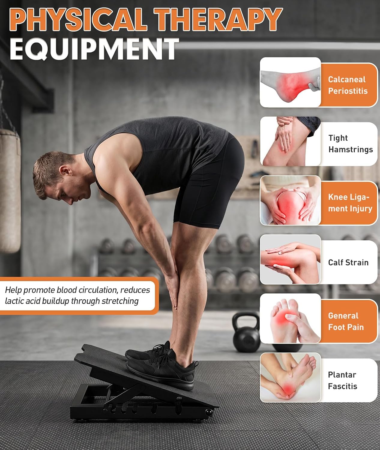Steel Slant Board for Calf Stretching, 600lbs Capacity 5 Adjustable | Commercial Incline Board with Full-Surface High-Grip Tape, Squat Wedge for Plantar Fasciitis, Home Gym & Physical Therapy