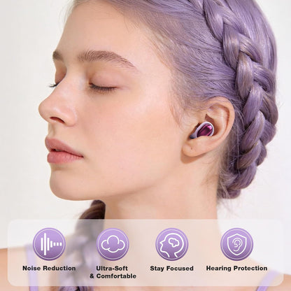 Yawsoy 40dB Noise Cancelling Ear Plugs, Reusable Silicone Ear Plugs for Noise Reduction & Hearing Protection, Comfortable Earplugs for Sleeping, Concerts, Work&Daily Use for Noise Sensitivity (Purple)