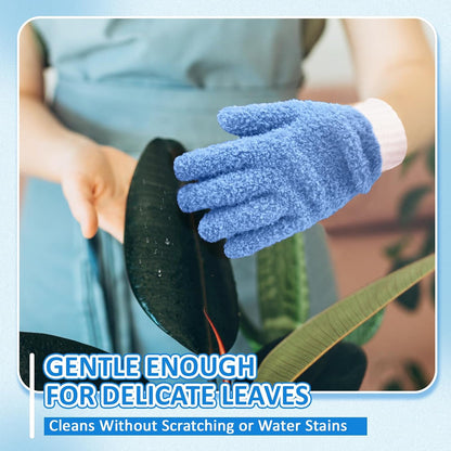 MIG4U Microfiber Dusting Gloves House Cleaning Glove for Blinds, Windows, Shutters, Furniture, and Car, Reusable Lint-Free Blue 1 Pair S/M