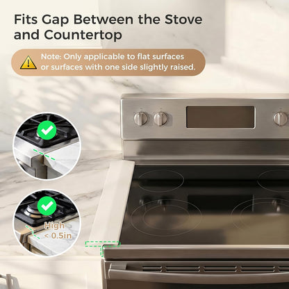 Silicone Stove Gap Covers with Stainless Steel, Oven Gap Filler Seals Gaps Between Stovetop and Counter, Stove Gap Guards Range Trim Kit, Easy to Clean Stove Gap Guard (Black 2 Pack,25")