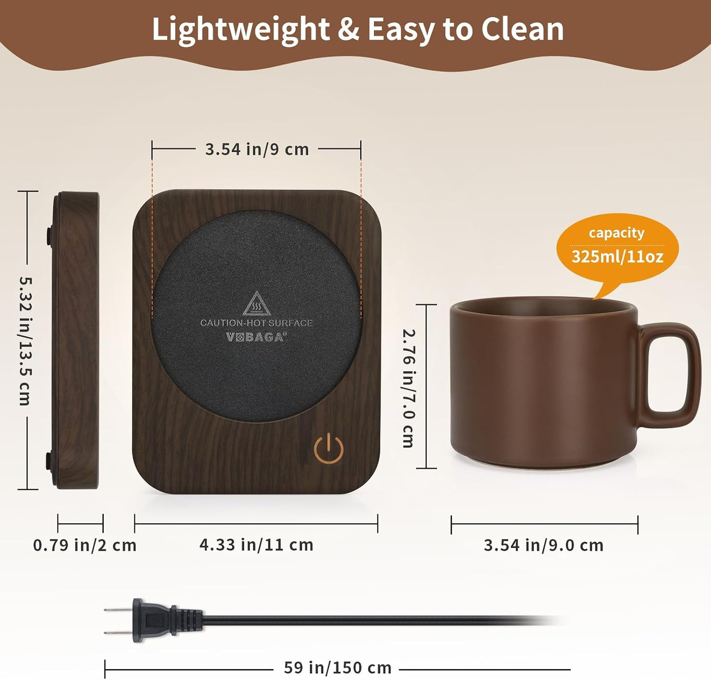 VOBAGA Coffee Mug Warmer Set with Auto Shut Off, 15 oz Coffee Mug Gift Set & 3 Temperature Settings Home Office Desk Accessories Valentine's Day Gift