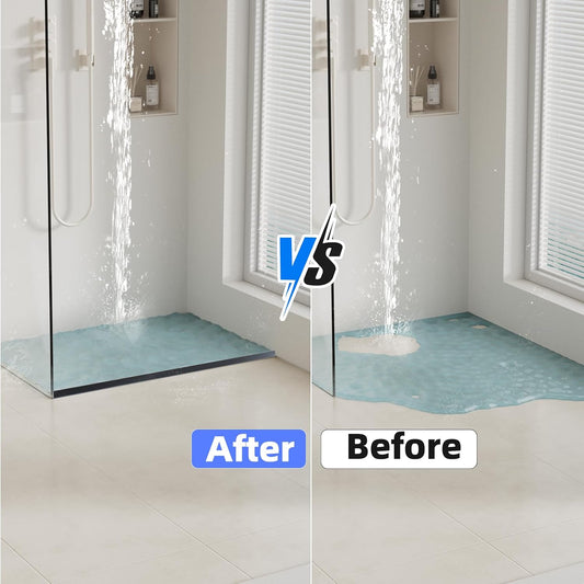 39 Inch Shower Threshold Water Dam Barrier,Transparent | Flexible Silicone Shower Door Bottom Seal for Water Stopper,Self Adhesive Water Blocker for Bathtub Countertop