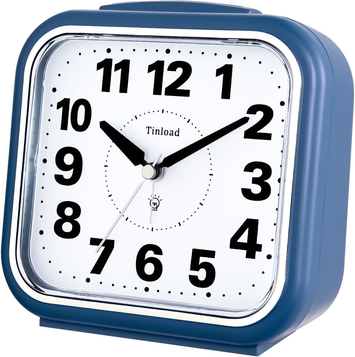 Tinload 5.5" Large No Ticking Analog Alarm Clock,Silent Readable for Seniors,Easy to Set,Gradual Rise Alarm,Big Numbers,Gentle Wake,Snooze, Lighted on Demand,Battery Operated,Black