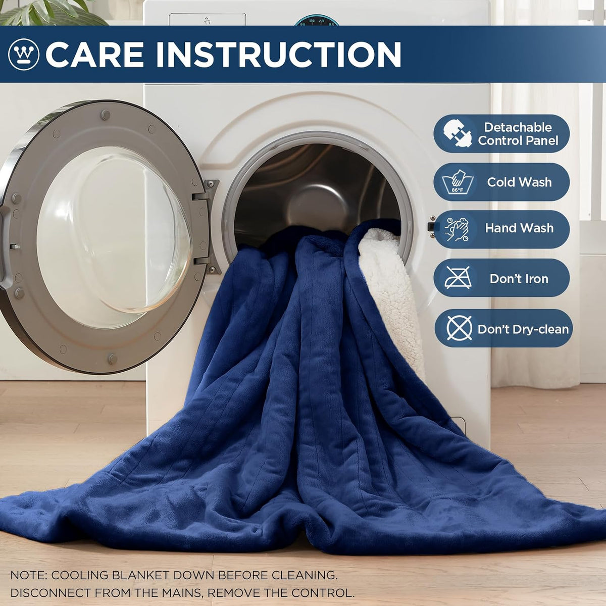 Westinghouse Heated Throw Blanket, 50"x60", Charcoal, ETL Certified