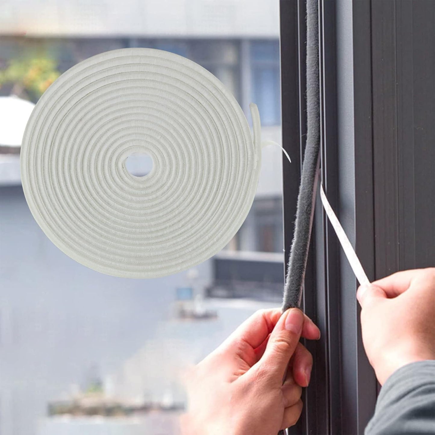 Bruiefpap 39.4FT Weather Stripping for Doors and Windows, Self-Adhesive Soundproofing Door Seal, Door Insulation for Sliding, Exterior, Frames and Front, 0.35'' Wide x 0.35'' Thick, Grey