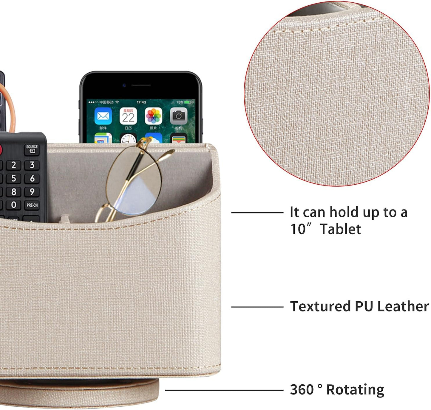360° Rotatable Remote Control Holder,TV Remote Caddy for Nightstand Table